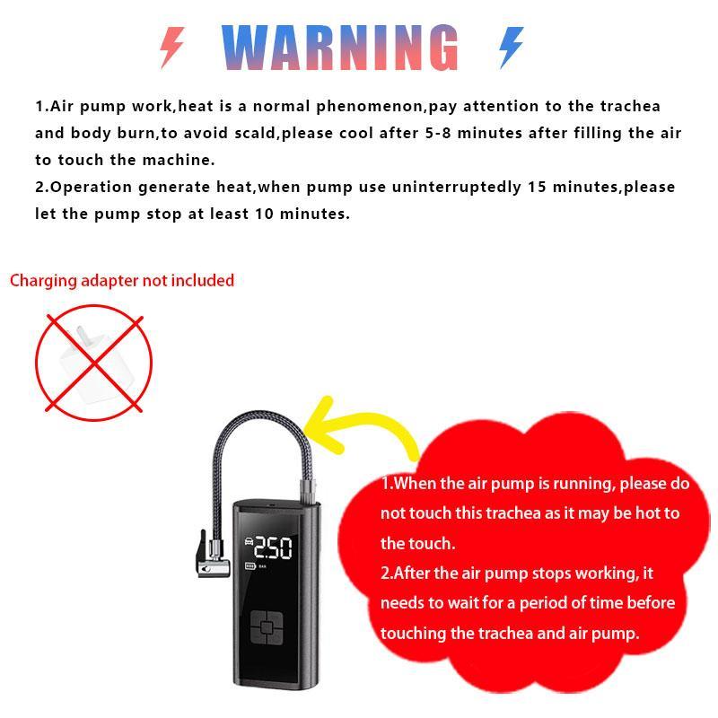 Tire Inflator Portable Air Compressor, 150 PSI Rechargeable Auto Air Pump for Tire Pump with Digital Pressure Gauge for Bicycle AUTO Tyre Balls, Car RepairTools, Car Accessories