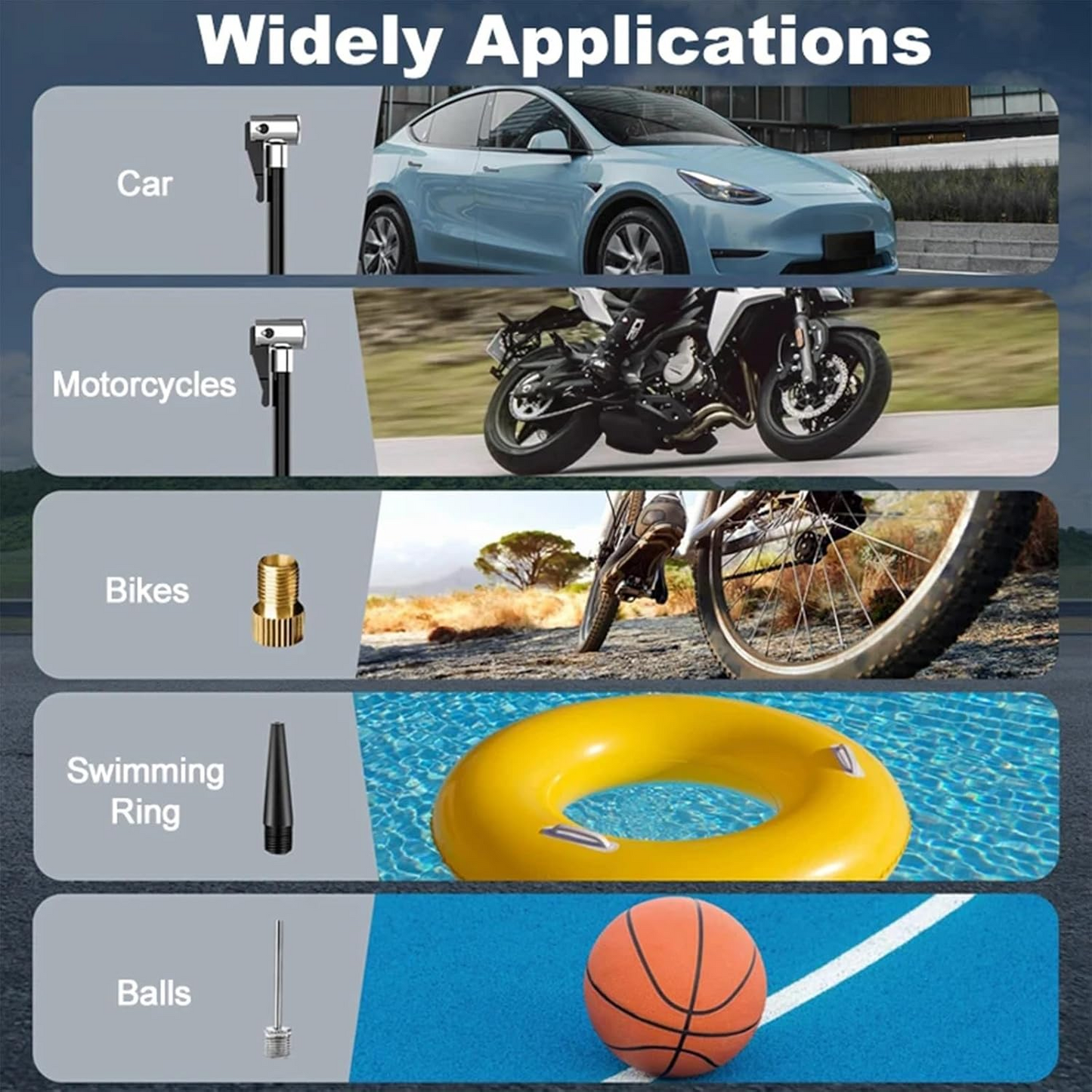 Tire Inflator Portable Air Compressor, 150 PSI Rechargeable Auto Air Pump for Tire Pump with Digital Pressure Gauge for Bicycle AUTO Tyre Balls, Car RepairTools, Car Accessories